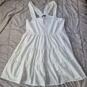 Banana Republic Poplin Tiered Mini Dress, White, XL, NWT 100% Cotton LWD